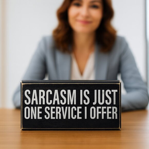 Funny Sarcasm Mini Wall Hanging Sign: Black Wood Home Decor - Picture 1 of 2